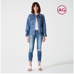 NEW w/ Defect AG Prima Roll-up Cigarette Jeans w/ Distressed Destruction